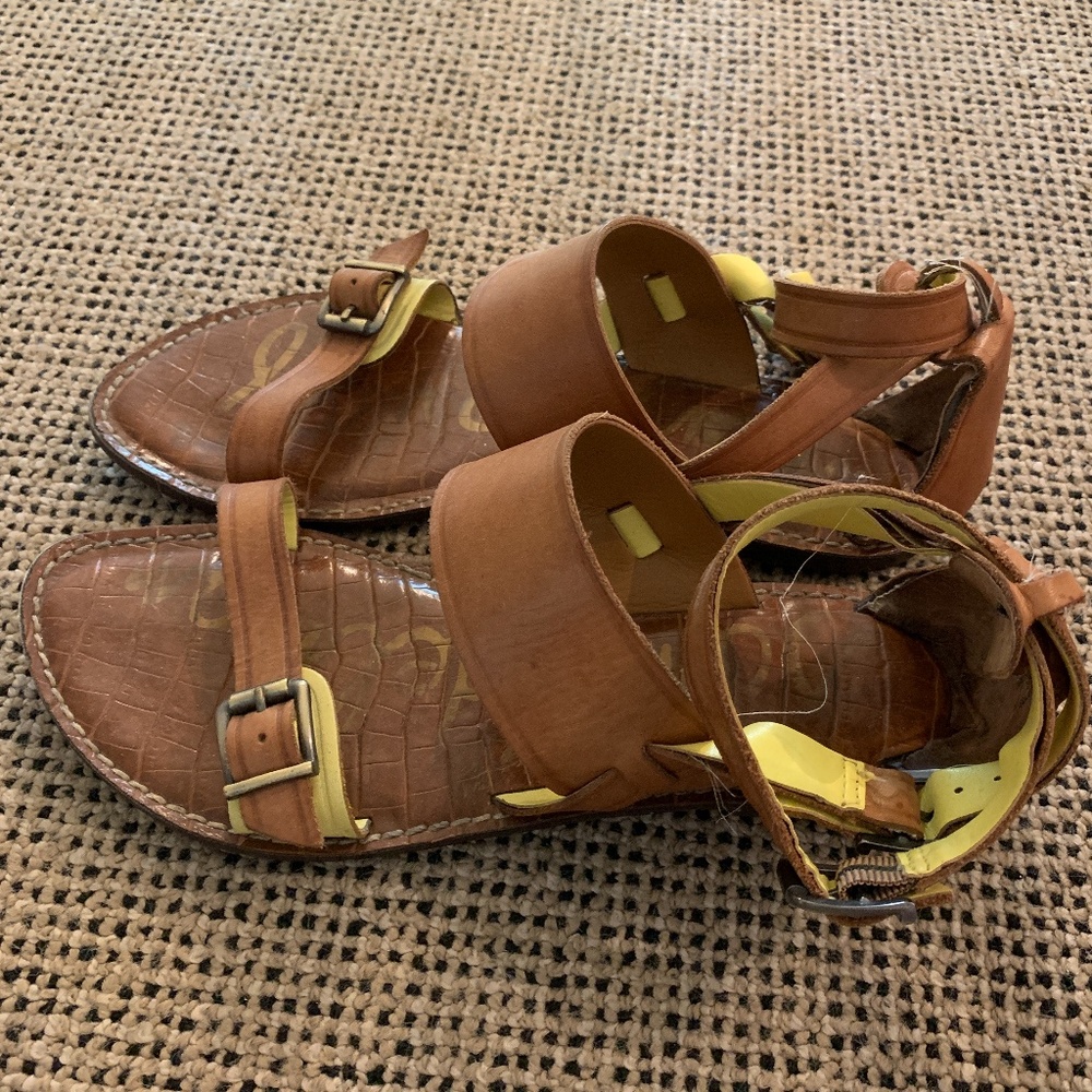 Sam Edelman Tan/Yellow Leather Sandals - Picture 3 of 7
